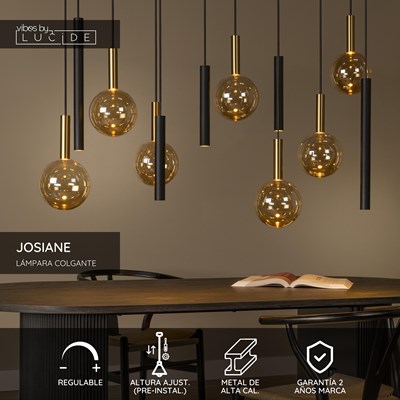 Lucide JOSIANE - Lámpara colgante - 7xG9 - Negro | Vibes